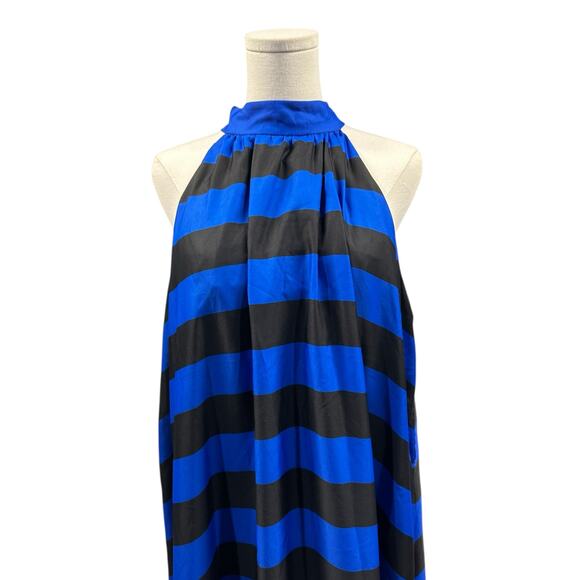 Alice + Olivia Blue and Black Striped Halter Maxi Dress - Picture 8 of 11